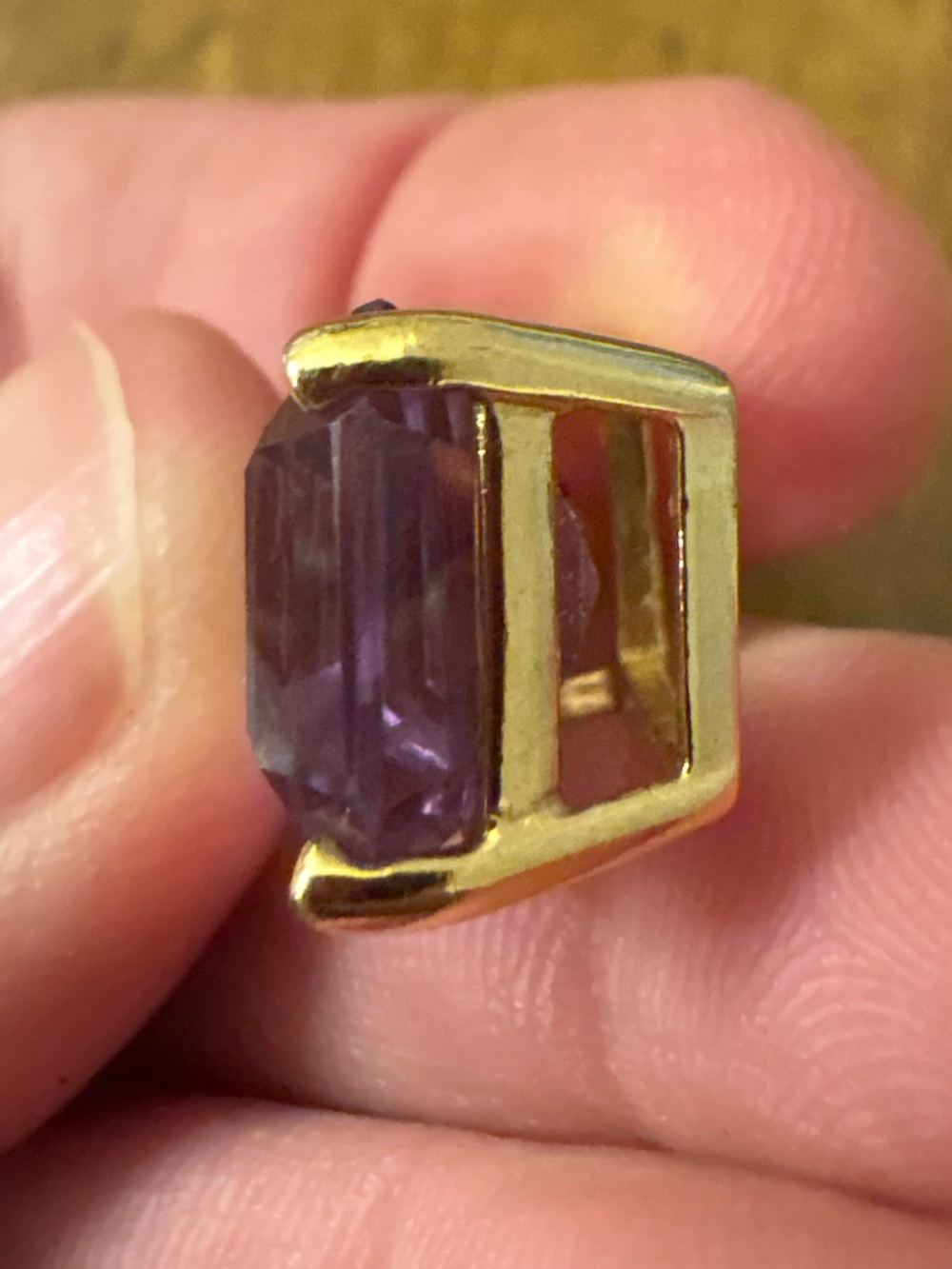 Gold Tone Emerald Cut Light Amethyst Pendant Lavender Purple Quartz Necklace - Picture 6 of 13
